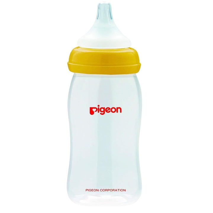 Pigeon Wide Neck Baby Feeding Bottle, With Plus Type Nipple,3+,240 ml (Yellow)
