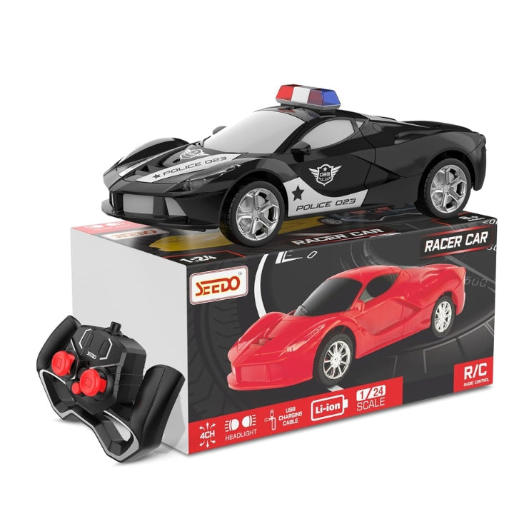 SEEDO Remote Control Police Car, 4 Wheel Drive, Strong Rubber Tyres, C ...